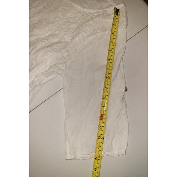 Lungo L'Arno Womens M Embroidered Top 100% Linen, Beachy Feminine Made In Italy - Picture 9 of 12